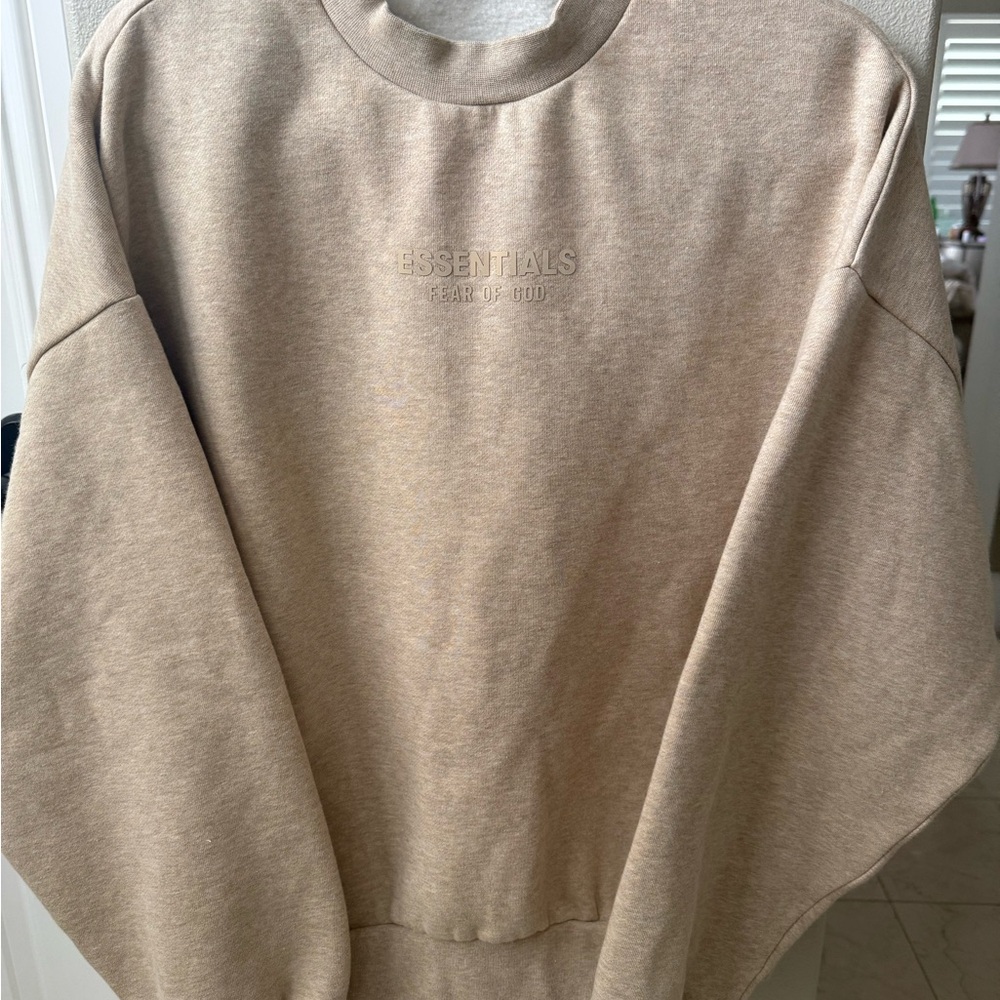 Essentials Men's Beige Crewneck Sweater